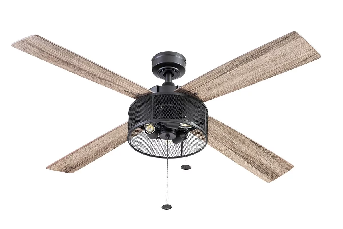Better Homes & Gardens 52" 4 Blade Matte Black Cage Ceiling Fan with Lights