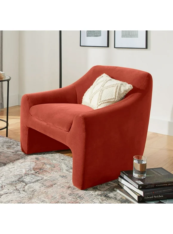 Better Homes & Gardens Emerson Curvy Velvet Accent Chair Rustic Red