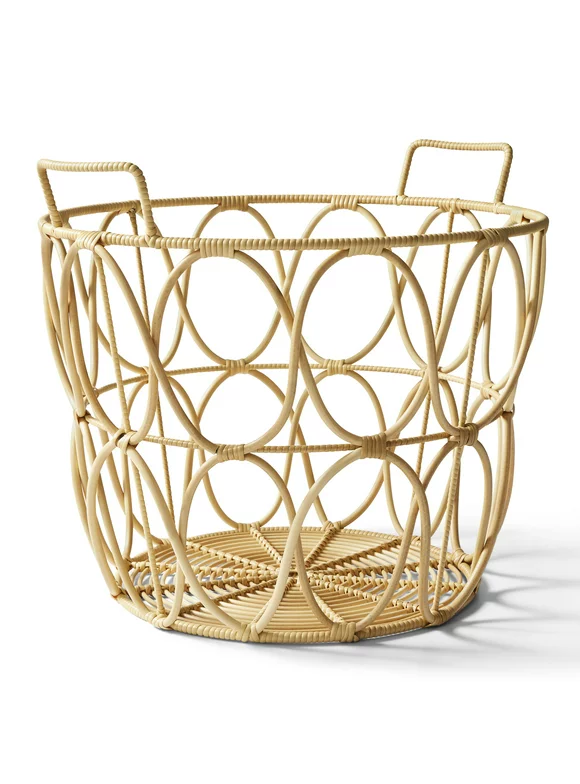 Better Homes & Gardens Large Poly Rattan Open Weave Storage Basket with Handles