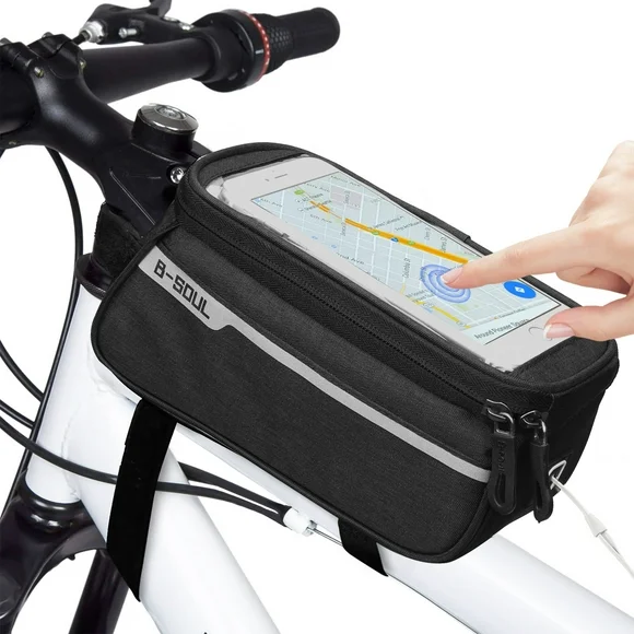 Bike Phone Holder Mount Bag, EEEkit Cycle Front Frame Handlebar Storage Bag Waterproof with Sensitive Touch Screen