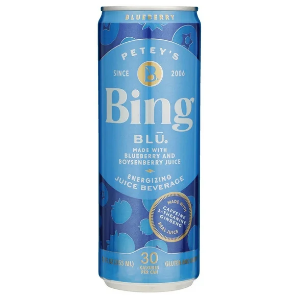 Bing Beverage Healthy Energy Drinks, Bing Blu, 12 oz (24 Pack)