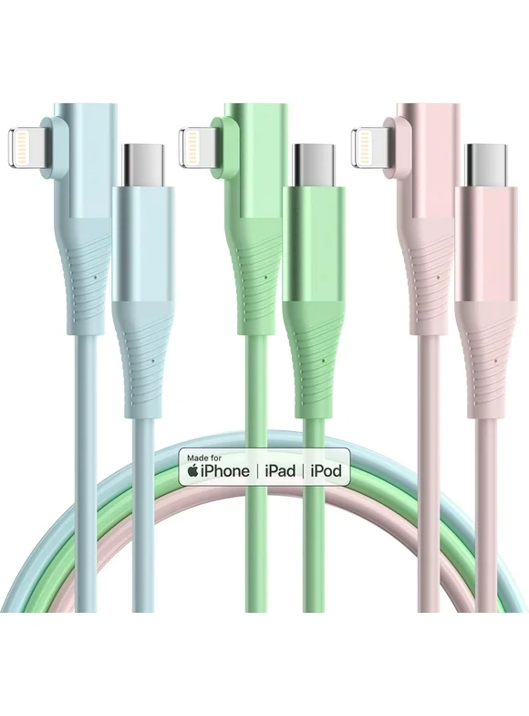 Bkayp iPhone Charger [Apple Mfi Certified] 3 Pack 6ft Lightning Cables Fast Charging iPhone Cord Compatible with iPad iPod Multi-Color