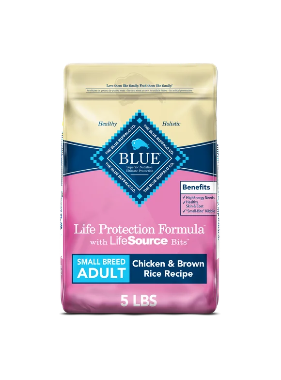 Blue Buffalo Life Protection Formula Small Breed Chicken and Brown Rice Dry Dog Food for Adult Dogs, Whole Grain, 5 lb. Bag