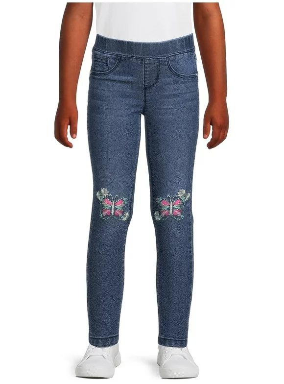 Blue Ink Pull-On Jean With Embroidery, Sizes 4-6X