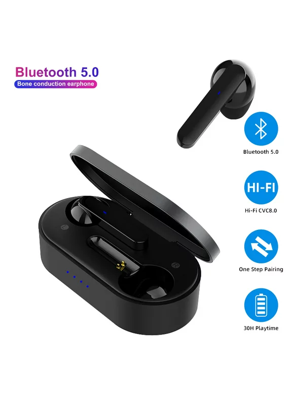Bluetooth V5.0 Wireless Earbuds Headsets Bluetooth Headphones 【24Hrs Charging Case】 IPX7 Waterproof Sport Headphones,Auto Pairing for iPhone/Samsung/Android/Apple AirPods Pro Earbuds,Black