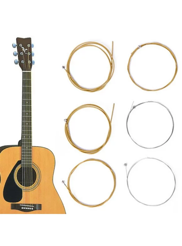 Bueautybox 6Pcs Acoustic Guitar Strings Replacement Folk Guitar Steel String Phosphor Bronze Extra Light Bronze Acoustic Set