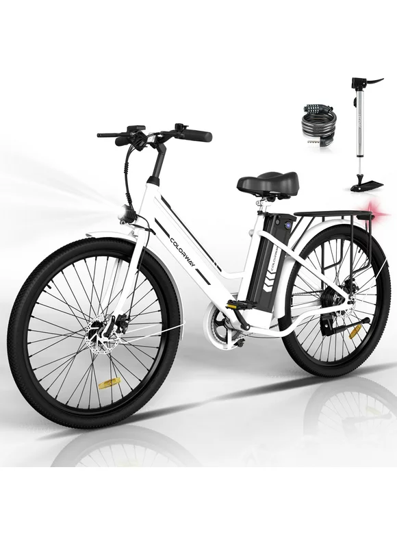 COLORWAY 26" Electric Bike for Woman, 500W Powerful Motor, 36V 12AH Removable Battery E Bike, , Max. Speed 19.9MPH Electric Bicycle