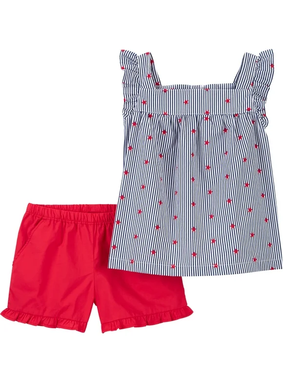 Carter's Child of Mine Toddler Girl, Patriotic Outfit Short Set, Sizes 12M- 5T