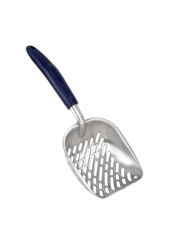 Cat Litter Scoop Metal, Poop Sifter with 1.6"Deep Shovel for Kitty, Flexible Long Handle