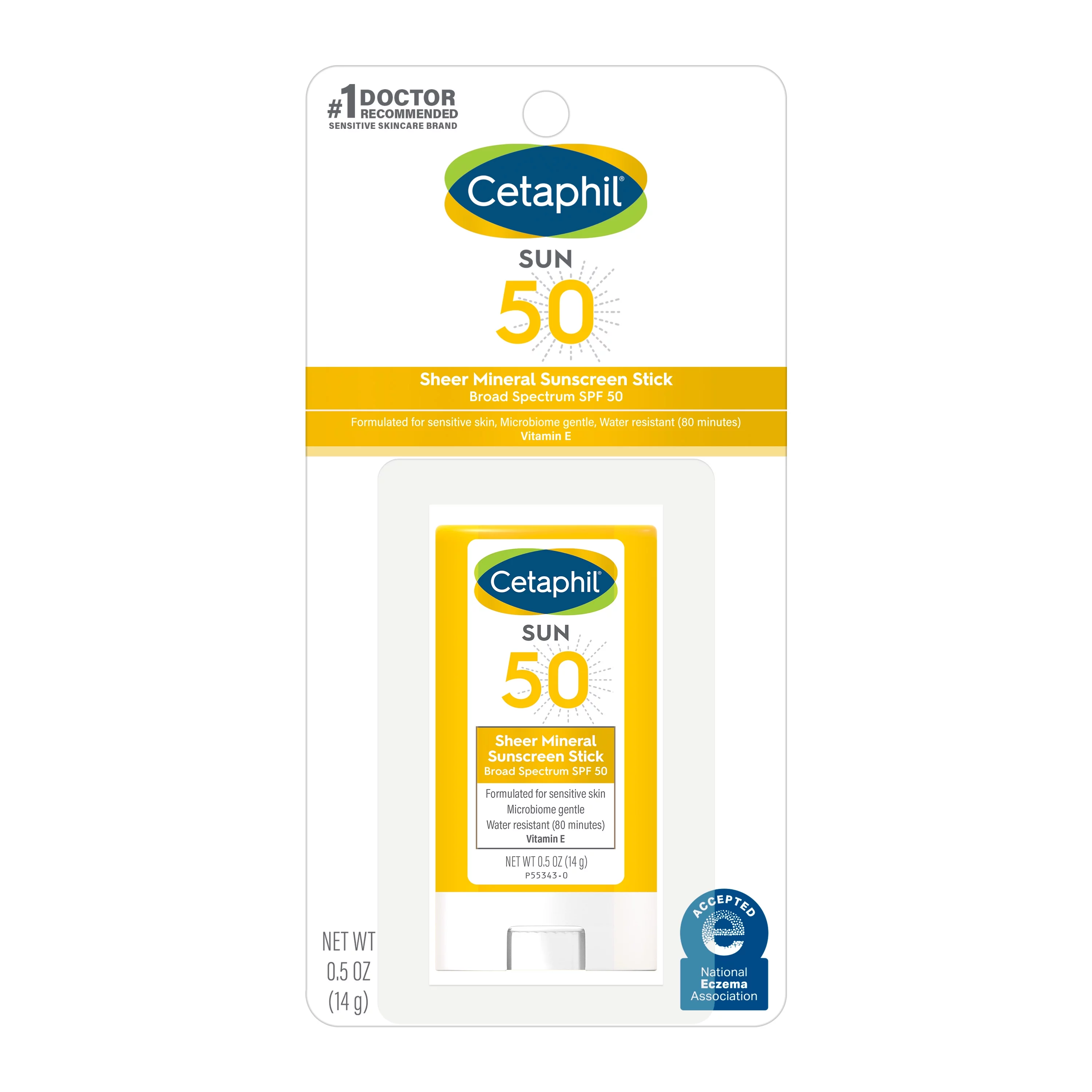 Cetaphil Sheer Mineral Sunscreen Stick for Face & Body SPF 50, 0.5oz