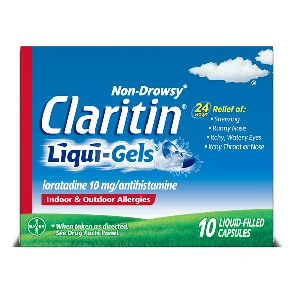 Claritin Liqui-Gels 24 Hour Non-Drowsy Allergy Medicine, Loratadine Antihistamine Capsules, 10 Ct