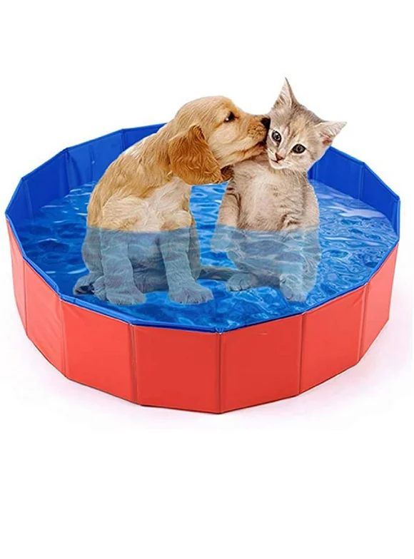 Collapsible Pet Dog Bath Pool, Kiddie Pool Hard Plastic Foldable Bathing Tub PVC Outdoor Pools for Dogs Cat Kid