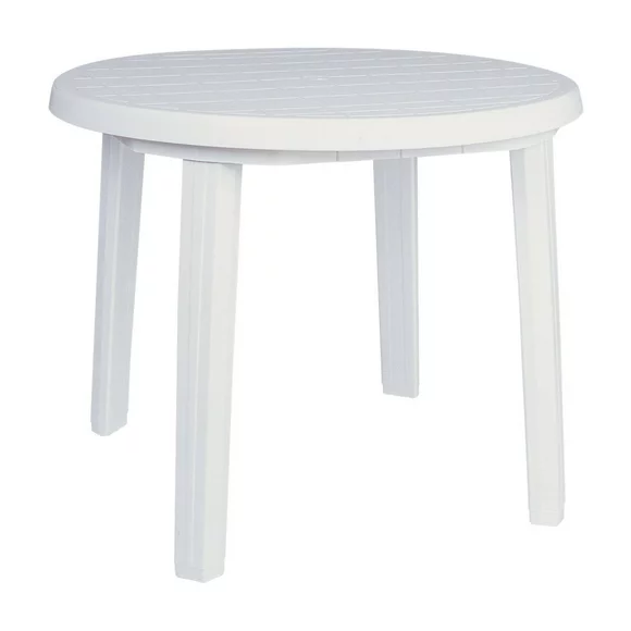 Compamia Ronda 36" Round Resin Outdoor Patio Dining Table in White