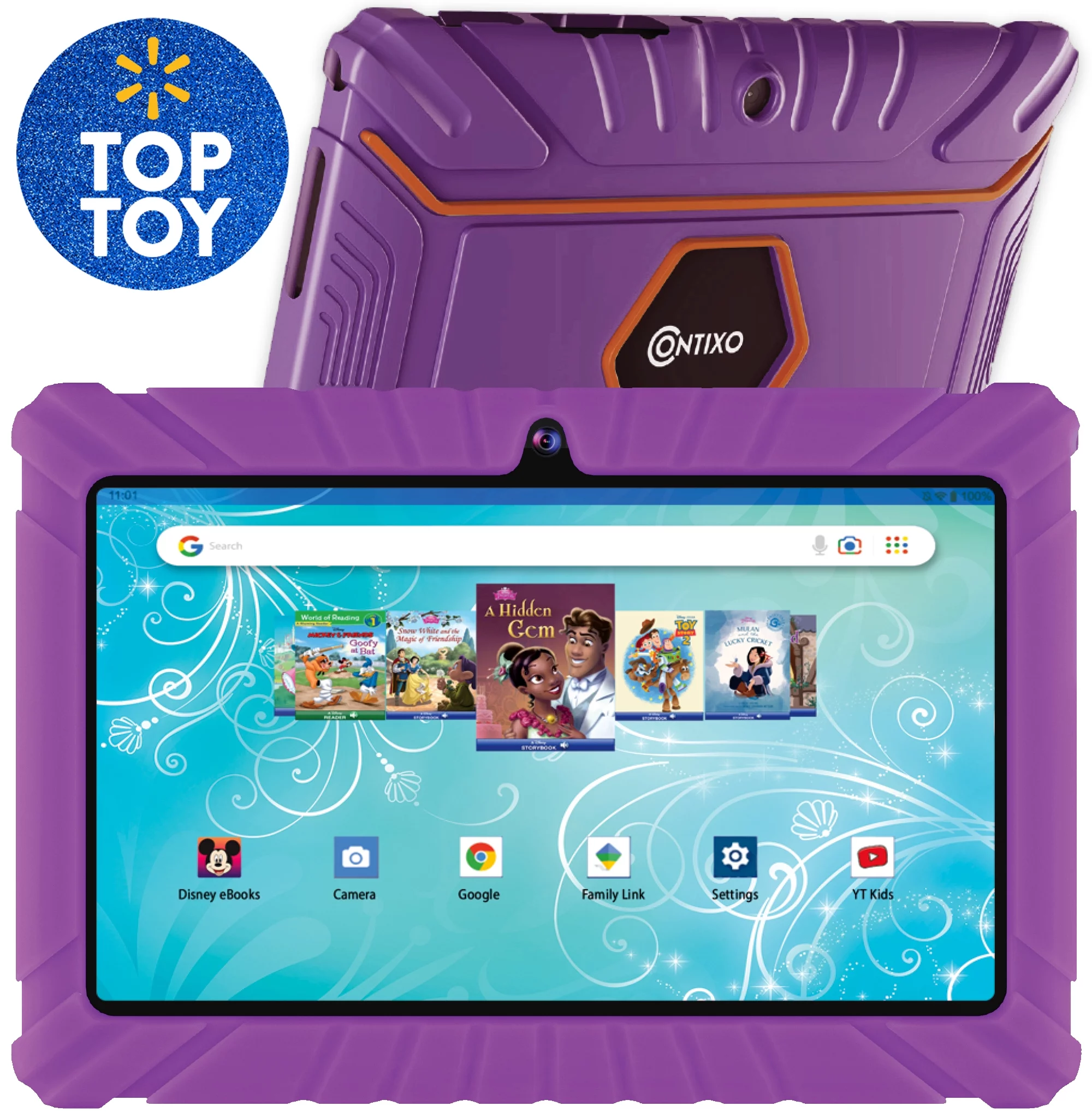 Contixo V8-2 Kids Tablet 32GB, 7" HD Display, Ages 3-7, Includes 50+ Disney E-books, Kid-Proof Case Purple (2023 Release)