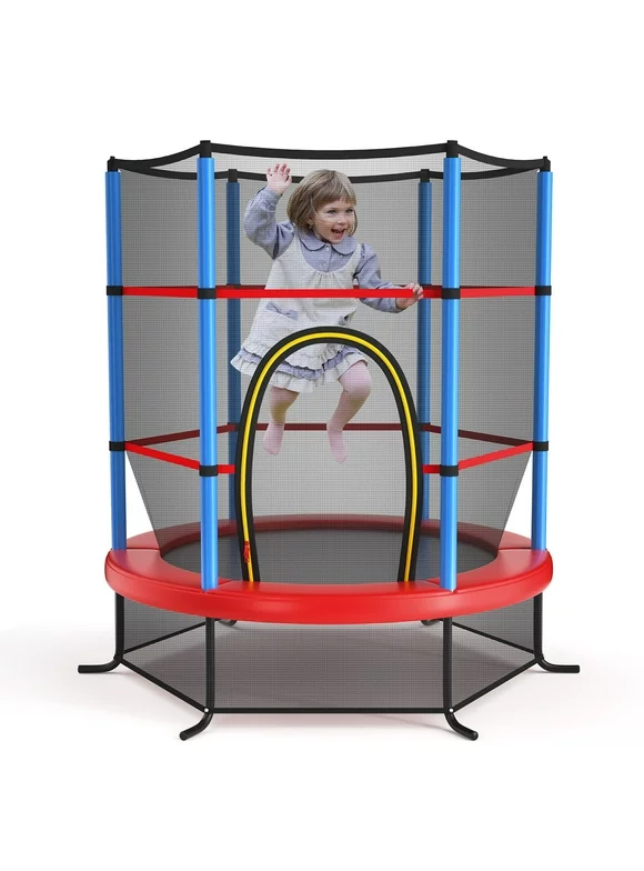 Costway 55" Kids Trampoline Bouncing Jumping Mat Recreational Trampoline W/Enclosure Net