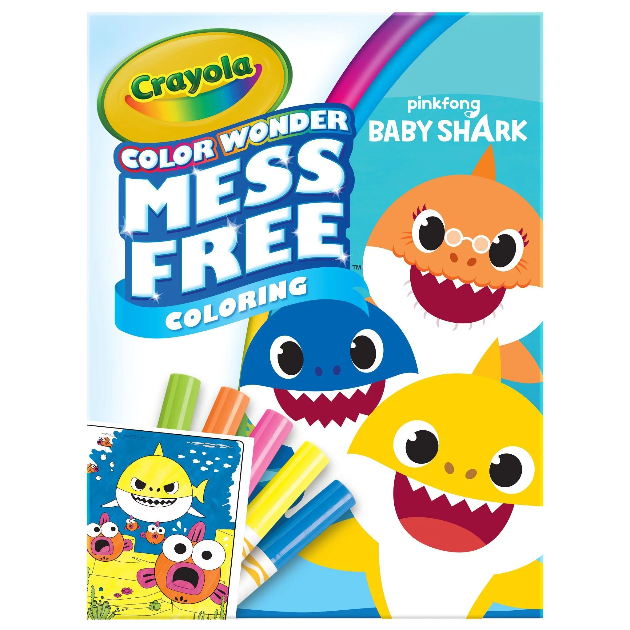 Crayola Color Wonder Mess Free Baby Shark Coloring Set, 23 Pieces, Beginner Unisex Child