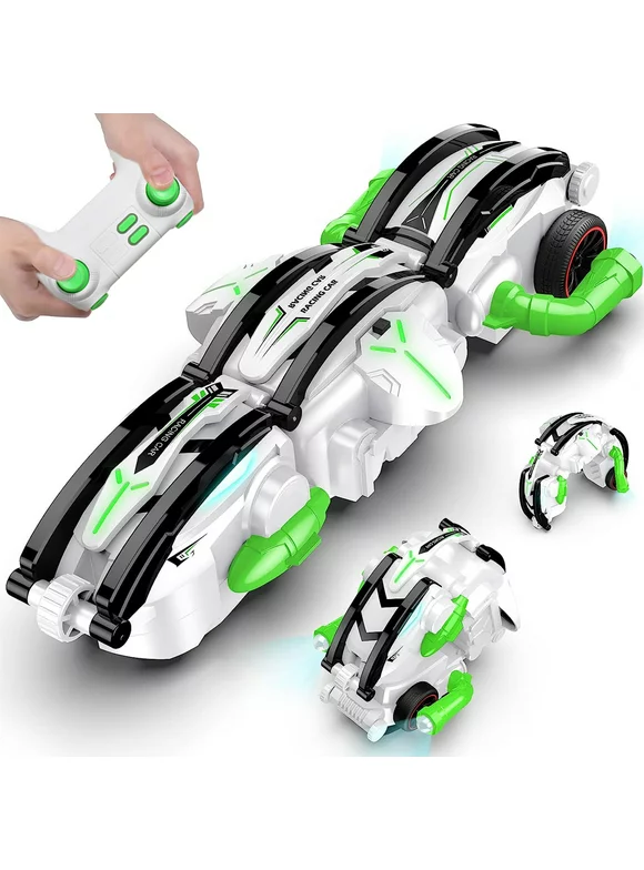Dcenta RC Cars with LED Lights, Remote Control Car Snake 360° Roll Toys, Indoor Outdoor Toys Car Racing Games for Boys Kids Ages 6+