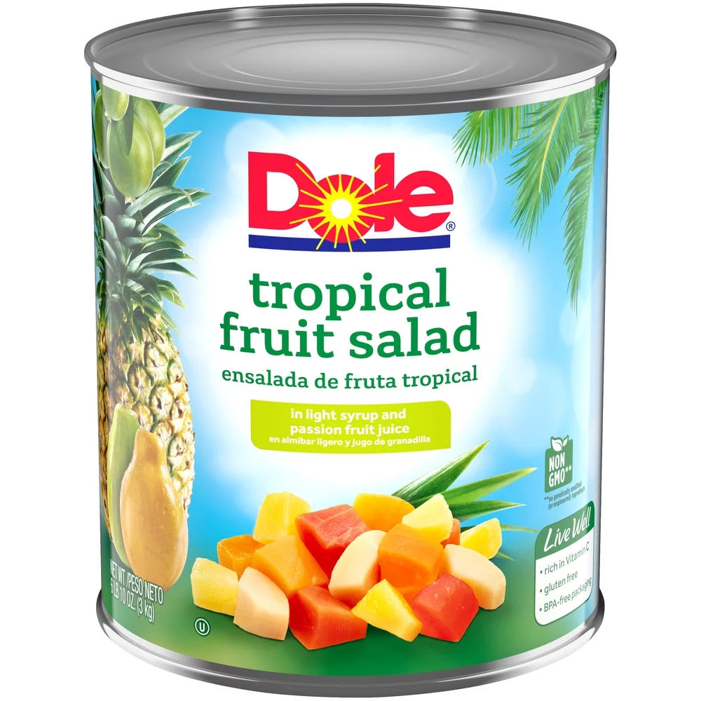 Dole Tropical Fruit Salad in Light Syrup and Passion Fruit Juice, 106 oz Can