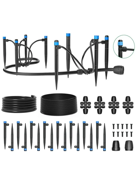 Drip Irrigation System, 95FT Garden Irrigation System Plants Watering System for Lawn Patio Raised Bed Automatic Irrigation Equipment with 1/4" Blank Distribution Tubing