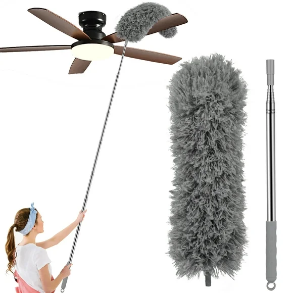 EEEkit 31-100" Extendable Bendable Microfiber Duster for Cleaning High Ceiling Fans, Gray