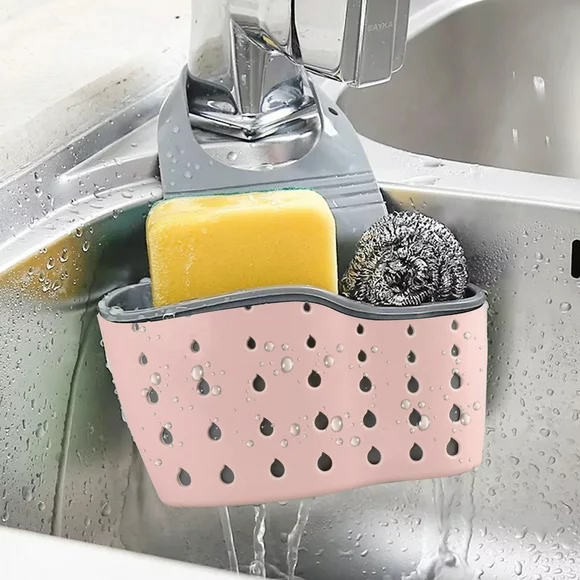 EEEkit Kitchen Hanging Sponge Holder, Adjustable Sink Caddy Organizer Liquid Drainer Brush Rack ​for Scrubber Dish Brush