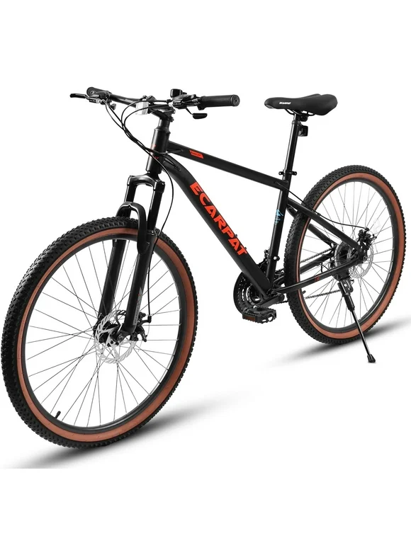 Ecarpat Mountain Bike 24 Inch Wheels, 21-Speed Disc Brakes, Carbon Steel Frame Trail Commuter City Snow Beach Mountain Bikes, Front Fork Bicycles