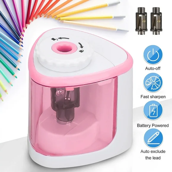 Electric Pencil Sharpener, EEEkit Automatic Sharpener Fit for No.2 and 6-8 mm Pencils, Electric Sharpener with Auto Stop - Pink