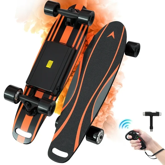 Electric Skateboard,ZPL 300W Electric Skateboards with Remote,10MPH 4000mAh 4 Speed Modes Electric Skateboards for Adults Teens,Orange