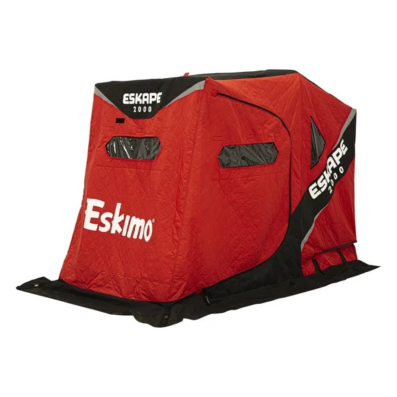 Eskimo 44100 Eskape™ 2000, Flip-Style Sled Shelter, Insulated, Red/Black, 1-2 Person Capacity