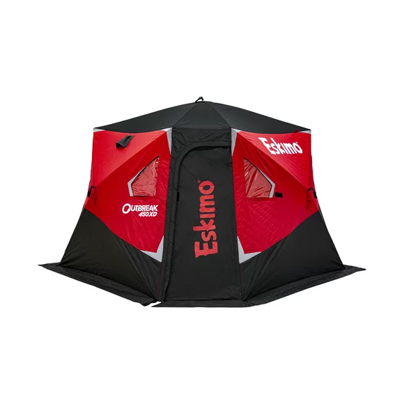 Eskimo Outbreak™ 450XD, Pop-up Portable Ice Shelter, Insulated, Red/Black, 4-5 Person Capacity, 40450