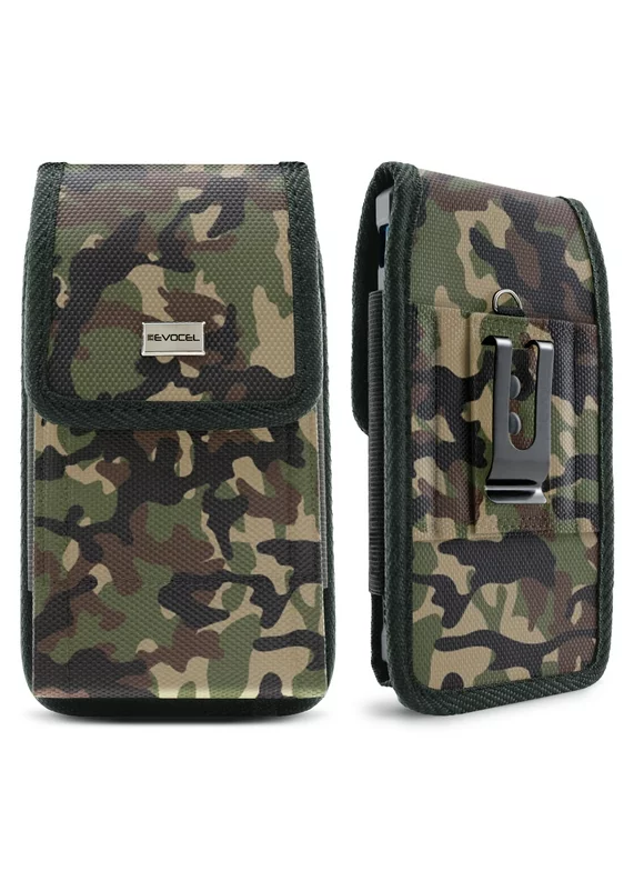 Evocel [Urban Pouch] Camouflage Tactical Carrier with [Belt Loop & Holster] (5.39 in x 2.79 in x 0.35 in) Fits Galaxy J3 Prime, Galaxy On5, LG Aristo, Apple iPhone 6 / 7 / 8, Moto E4, & More, Medium