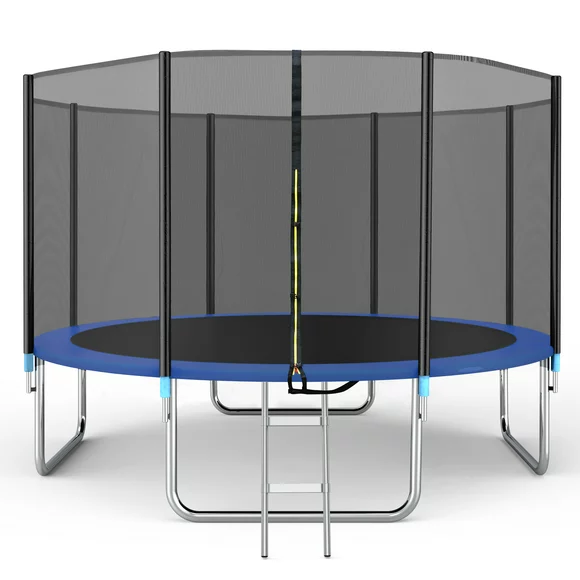 Famistar 14FT Trampoline with Safety Enclosure Net, Spring Pad and Ladder, 330LBS Capacity for 4-5 Kids, Outdoor Exercise Fitness with Waterproof Jumping Mat for Teens and Kids