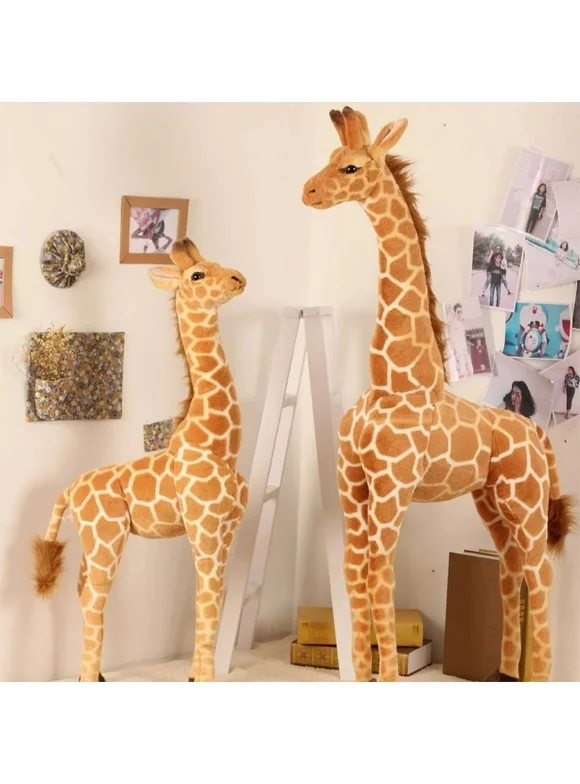 Firlar Huge Real Life Giraffe Plush Toys Cute Stuffed Animal Dolls Soft Simulation Giraffe Doll Birthday Gift Kids Toy Bedroom Decor
