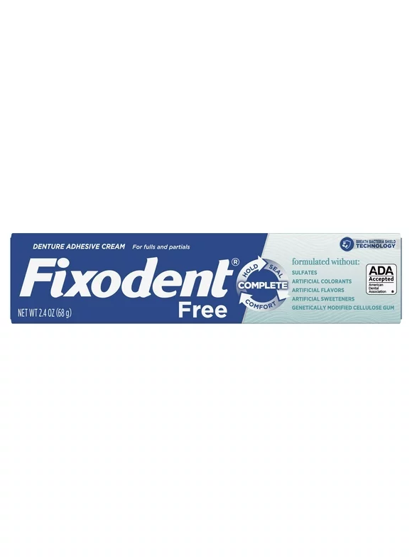 Fixodent Complete Free Denture Adhesive Cream, 2.4 oz