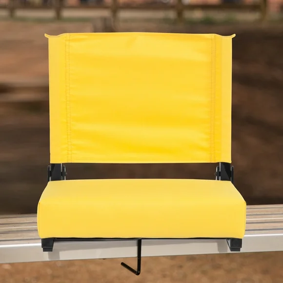 Flash Furniture Grandstand Comfort Seats by Flash - 500 lb. Rated Lightweight Stadium Chair with Handle & Ultra-Padded Seat, Yellow