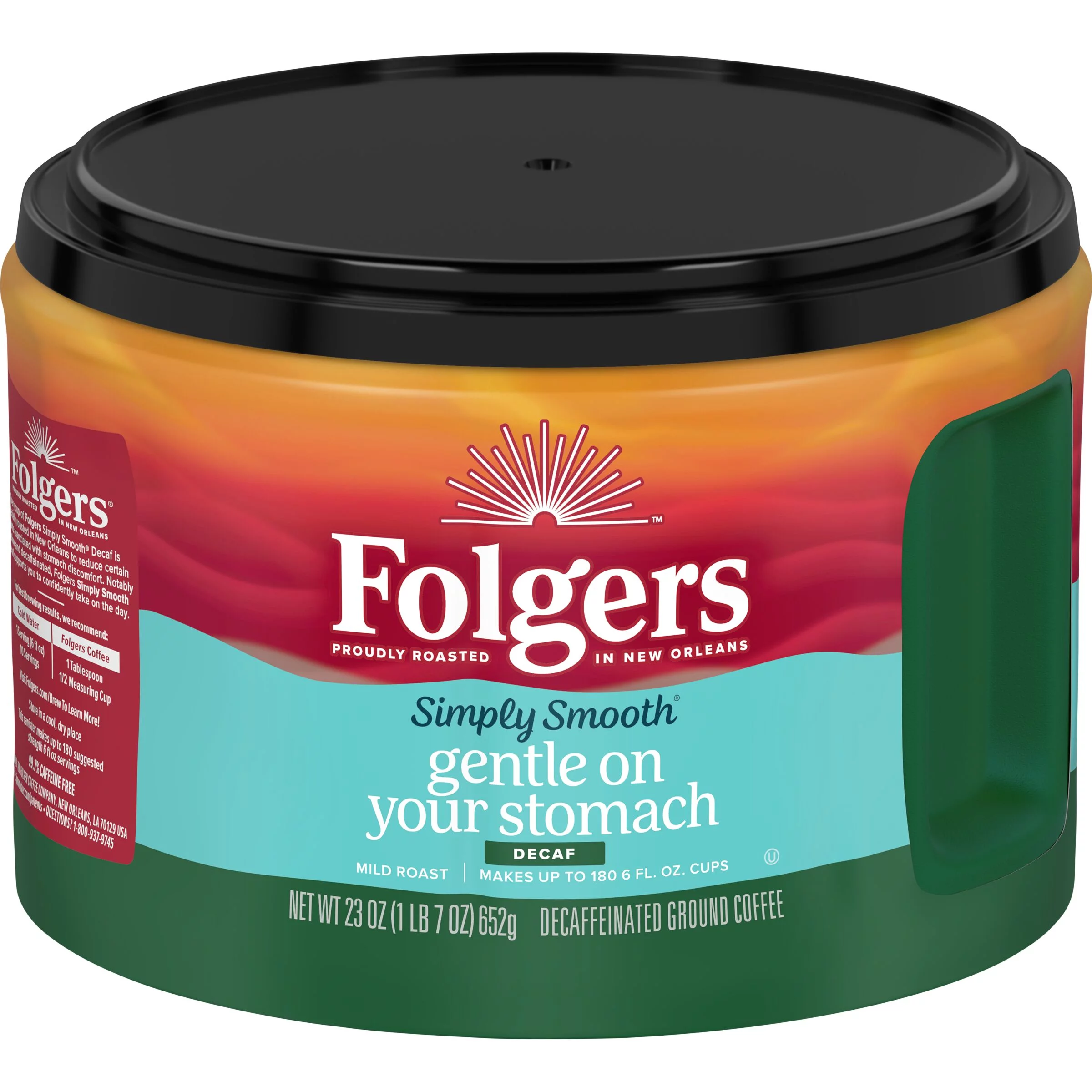 Folgers Simply Smooth Decaf Ground Coffee, 23 Oz. Canister
