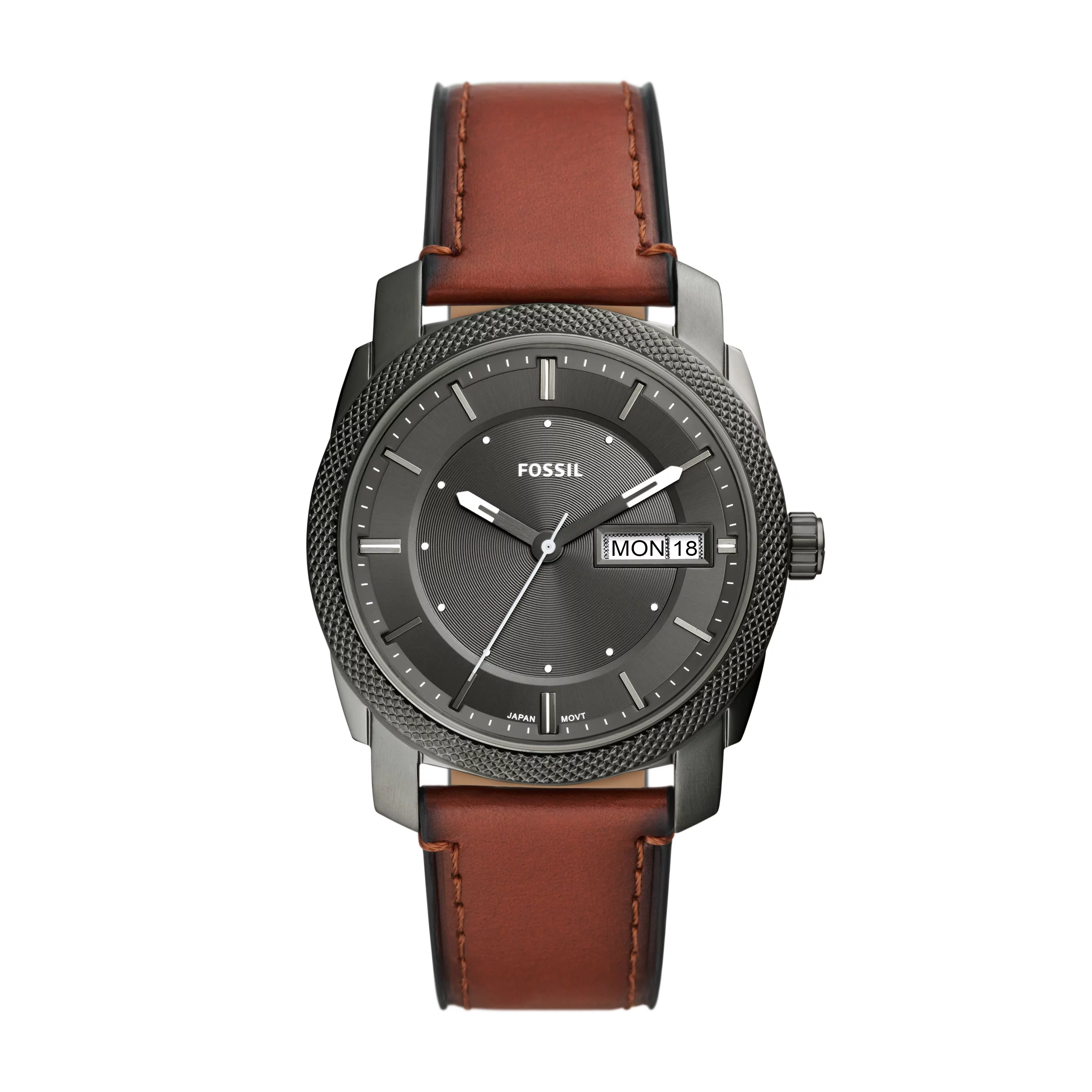 Fossil Men's Machine Three-Hand Date Brown Leather Watch (FS5900)