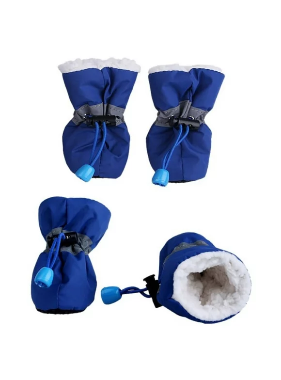 Fysho 4 Pcs/lot Pet Dog Warm Cashmere Inner Anti-slip Rain Shoes Snow Boots for Small Dog
