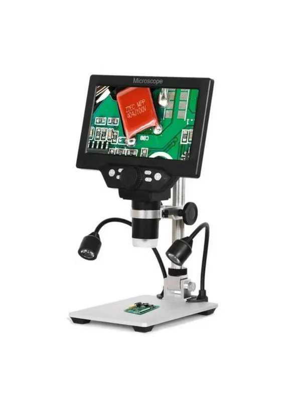 G1200 Digital Microscope 7 Inch Large Color Screen Large Base LCD Display 12MP 1-1200X Continuous Amplification Magnifier With Aluminum Alloy Stand with Two Fill Lights