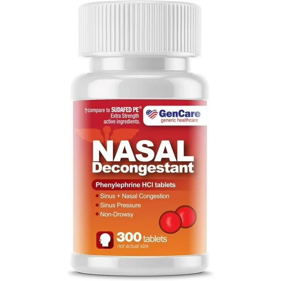 GenCare - Nasal Decongestant Phenylephrine HCl (300 Tablets) | Non Drowsy