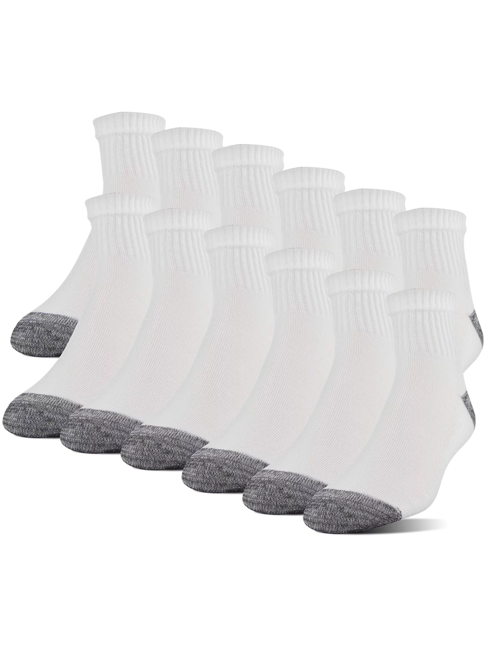 Gildan Adult Men's Half Cushion Terry Foot Bed Ankle Casual Socks, OS One Size, 12-Pack