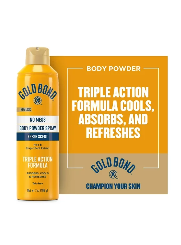 Gold Bond No Mess Talc-Free Body Powder Spray, 7 oz., Fresh Scent