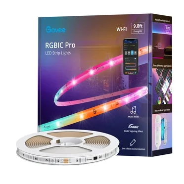 Govee 9.8ft Wi-Fi RGBIC Led Strip Light Offline,9.8ft WiFi LED Lights Work with Alexa and Google Assistant, Smart LED Strips App Control, DIY, Music Sync, Color Changing LED Lights for Bedroom
