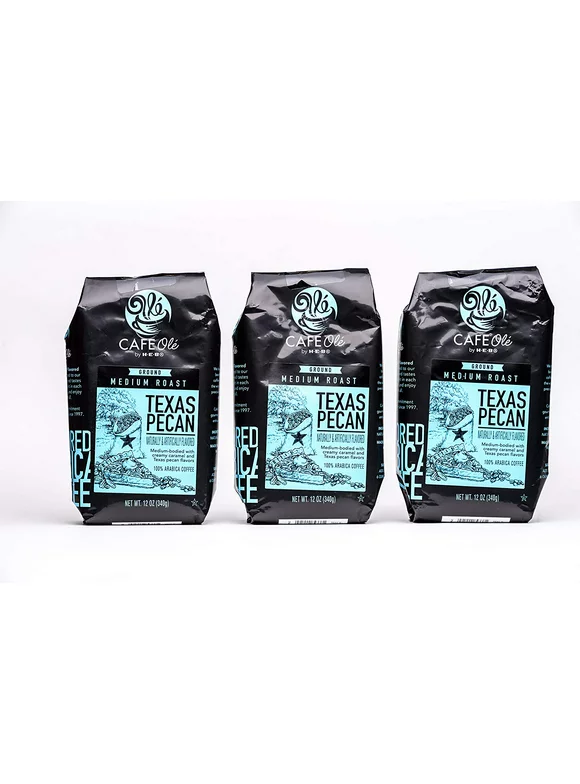 HEB Cafe Ole Ground Coffee 12oz Bag (Pack of 3) (Texas Pecan)