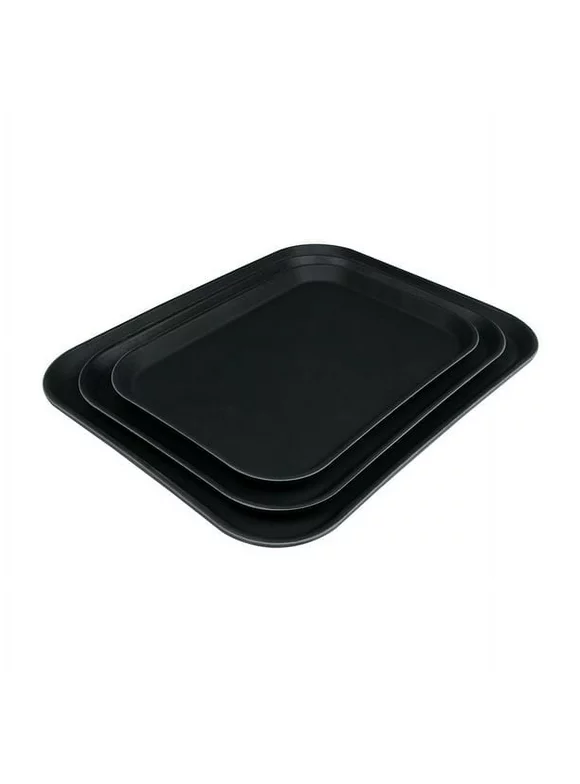 Hakka 6 Pack Restaurant Grade Non-Slip Tray, Fiberglass Serving Trays, Rectangular,14 X 10Inch, Plastic, Black
