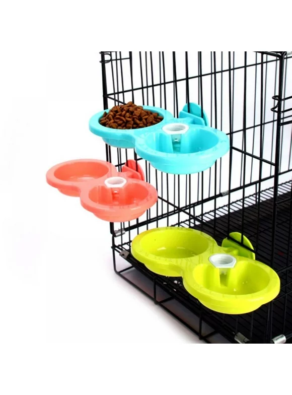Hanging Dog Cat Bowls Double Purpose Bowls Pet Feeder Detachable Puppy Food Auto Water Dispenser for Cage Kennel Crate Bite,Blue,1PCS by AMAZING FASHION