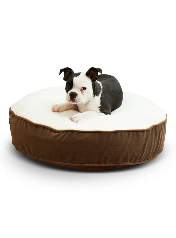 Happy Hounds Scout Sherpa Round Pillow Dog Bed, Latte, Extra Small (24 x 24 in.)