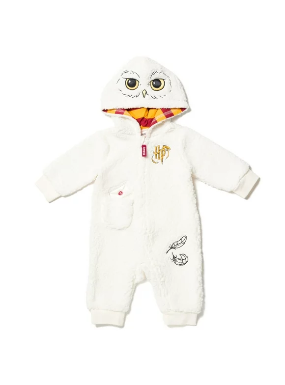 Harry Potter Hedwig Owl Newborn Baby Boys Zip Up Costume Coverall Newborn to Infant