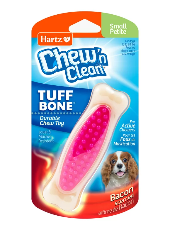 Hartz Chew 'n Clean Tuff Bone Dog Chew Toy, Small, Color May Vary