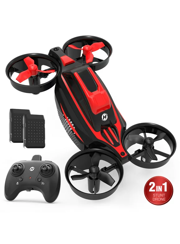 Holy Stone HS210F 2 In 1 RC Drone Flying Car for Kids One Key & Gliding Take Off Toss to Fly 3D Flips 360° Rotation Fly Headless Mode 2 Batteries